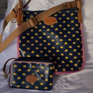 Fossil Hedgehog Pattern Crossbody Bag & Wallet